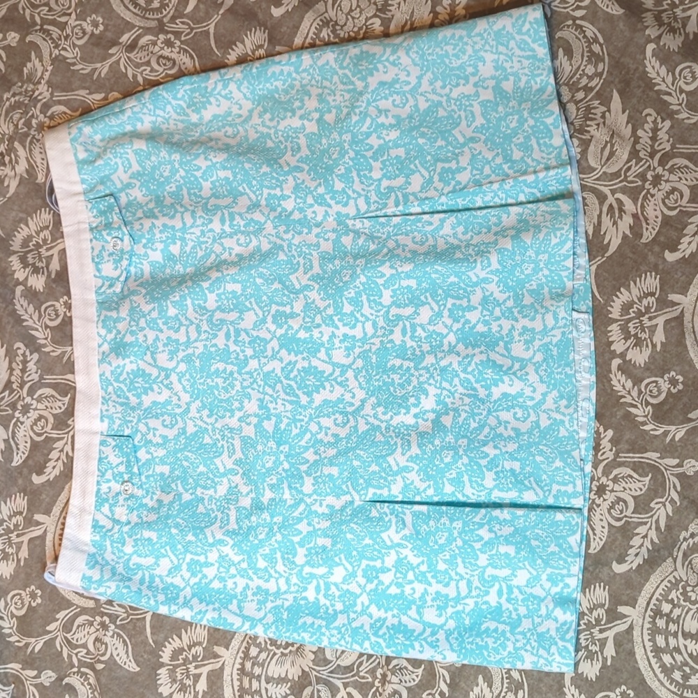 Oscar De La Renta 20W Skirt Turquoise White  Floral Spring